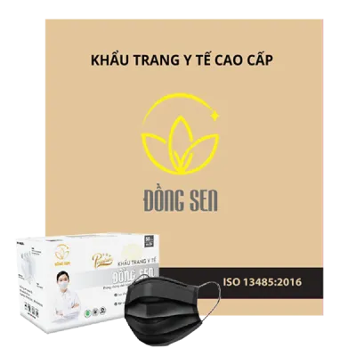 Khẩu Trang Y Tế 4 Lớp Đồng Sen Vip Đen